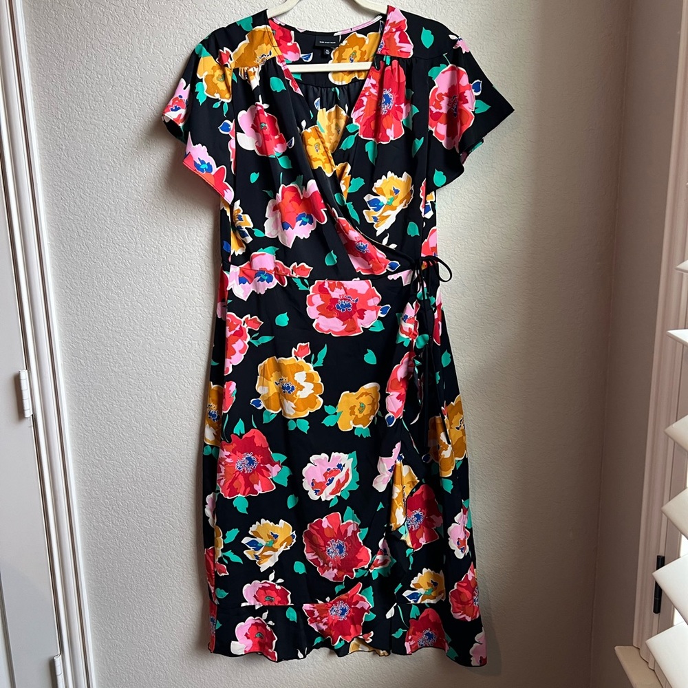 Who What Wear, Floral Wrap Dress, Midi, XL